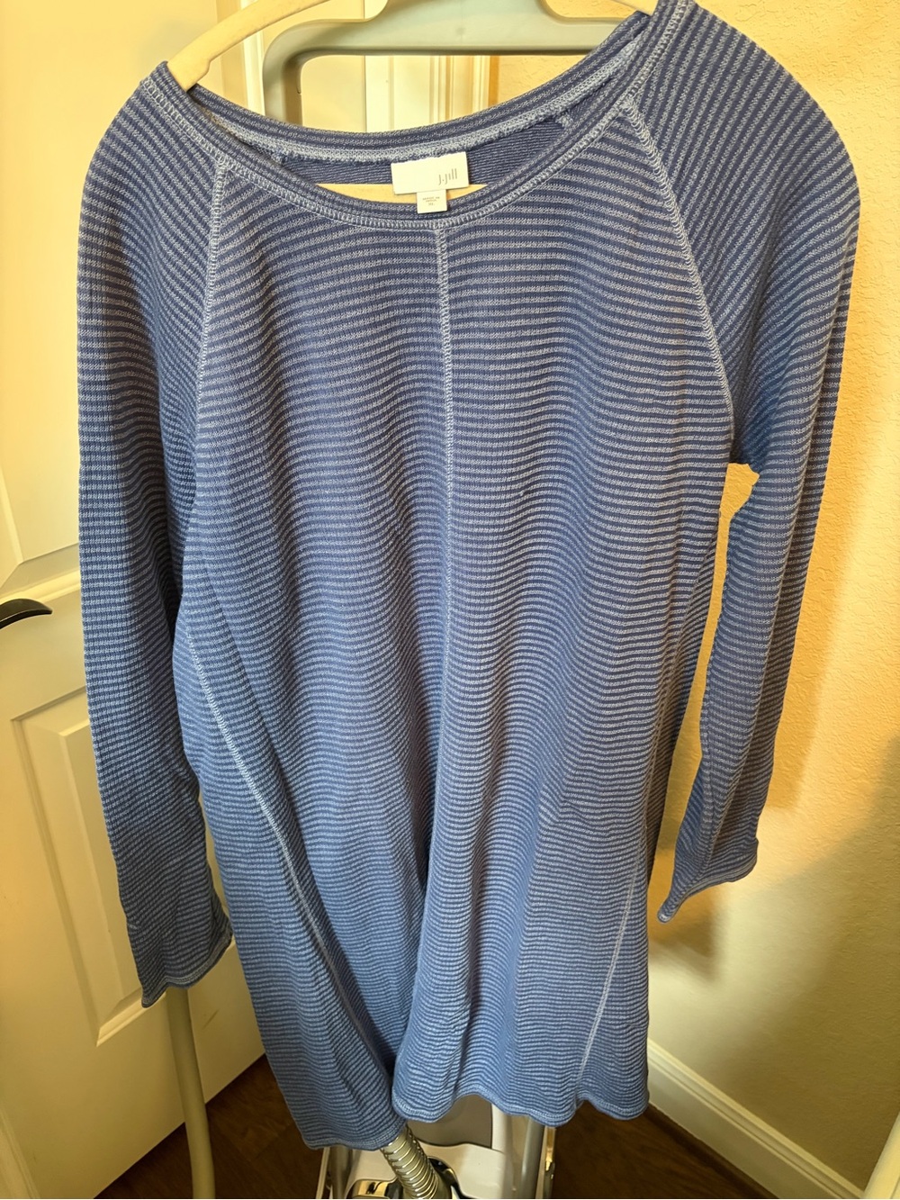 J. Jill Blue Striped Long-Sleeve Knit Dress